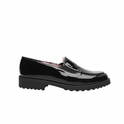 Brunate Gefütterte Loafer Ballerinas Damen Schwarz | MCHQ78963