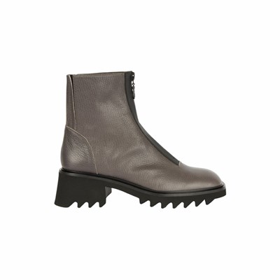 Brunate Lambskin Gefütterte With Front Reißverschluss Stiefeletten Damen Grau | HFSW45179