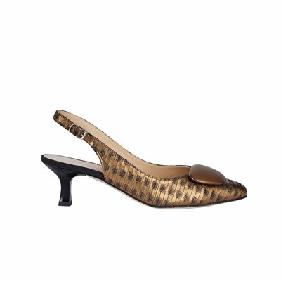 Brunate Slingback With Button Accessory Sandalen Damen Gold | CIUJ12390