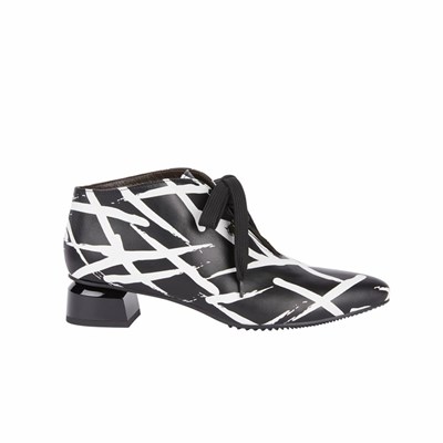 Brunate Spitze Up Bootie Stiefeletten Damen Schwarz Weiß | UXFM92671