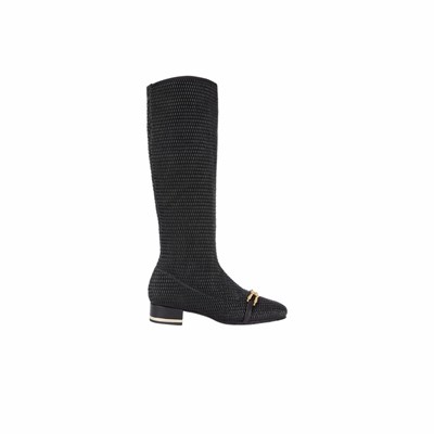Brunate Stretch Material Kniehohe Stiefel Damen Schwarz | NIAD18346